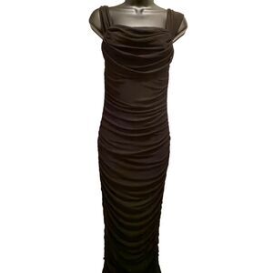 Pretty Garden Women's Sleeveless Draped Ruched Cocktail Dress Black Size S